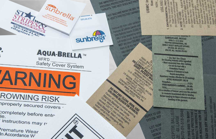 Multiple examples of outdoor product tags